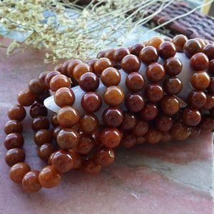 Certified Red Brown A Jade Bead Bracelet 101690